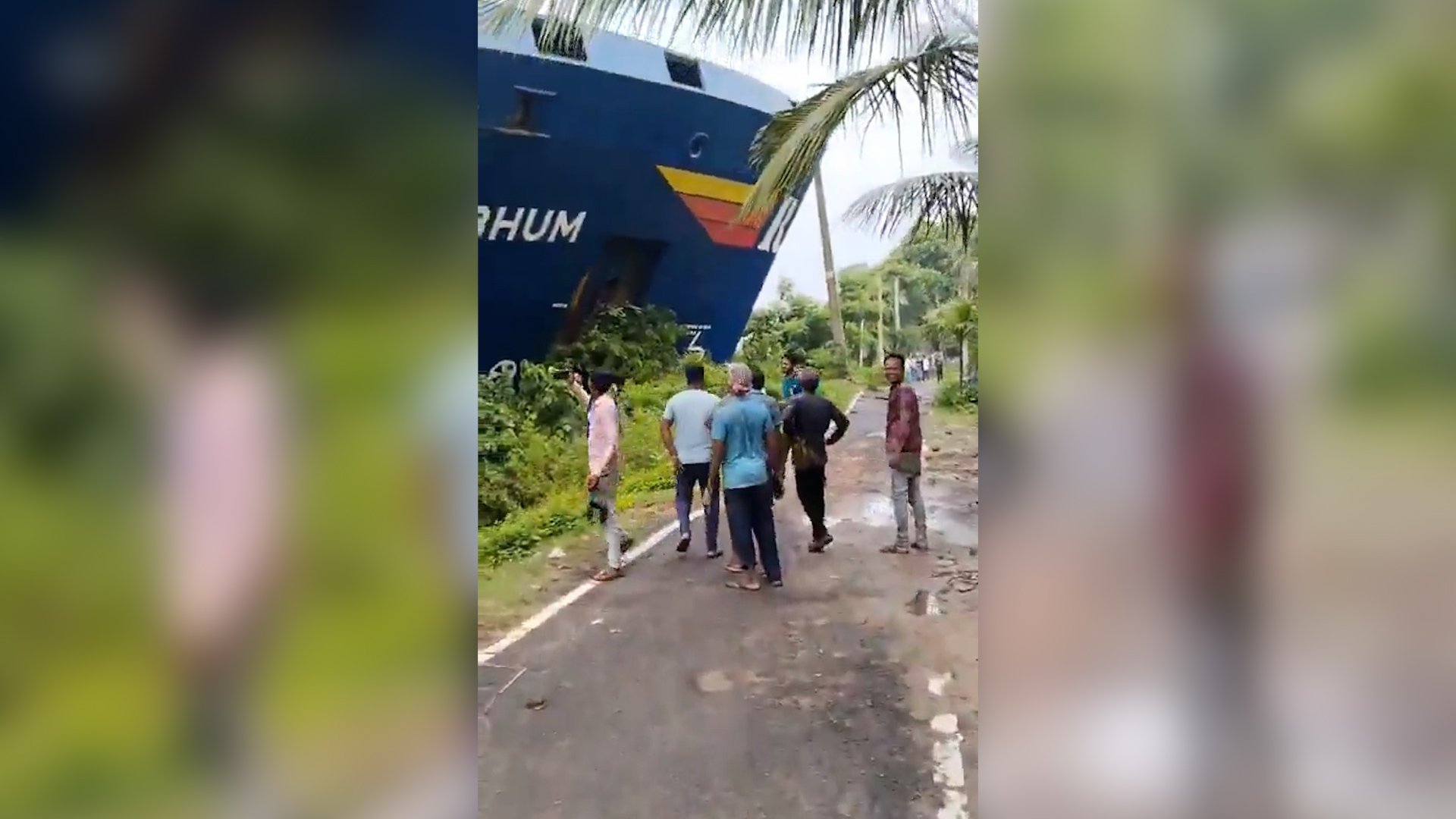 Singapore-flagged container ship crashes into riverbank in India
